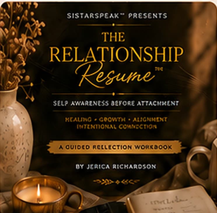 The Relationship Resume workbook cover beside a lit candle